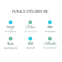 Les 6 polices d'écriture disponibles pour la gravure du collier WOOLY